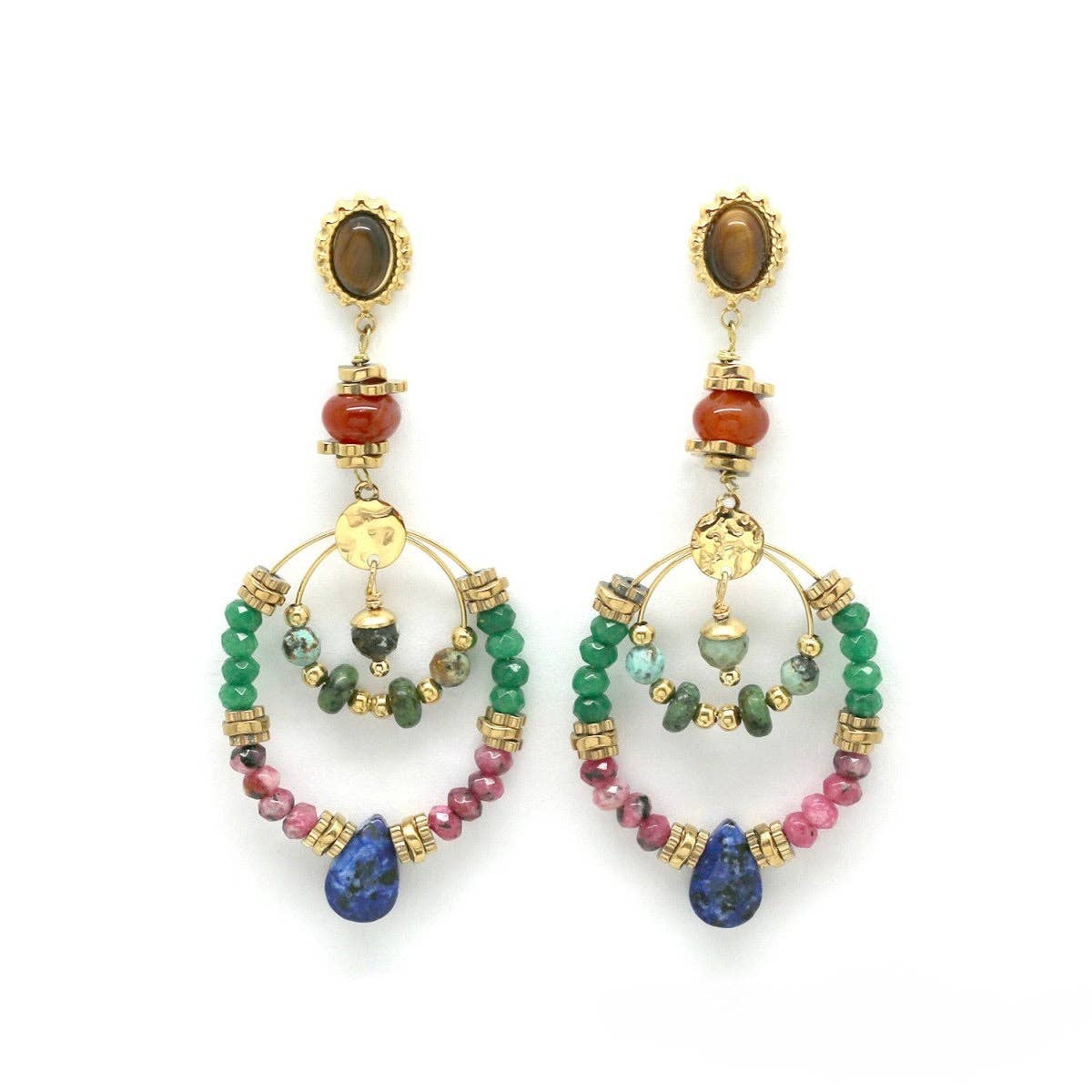 Rainbow Stone Dangle Earrings - E4-398