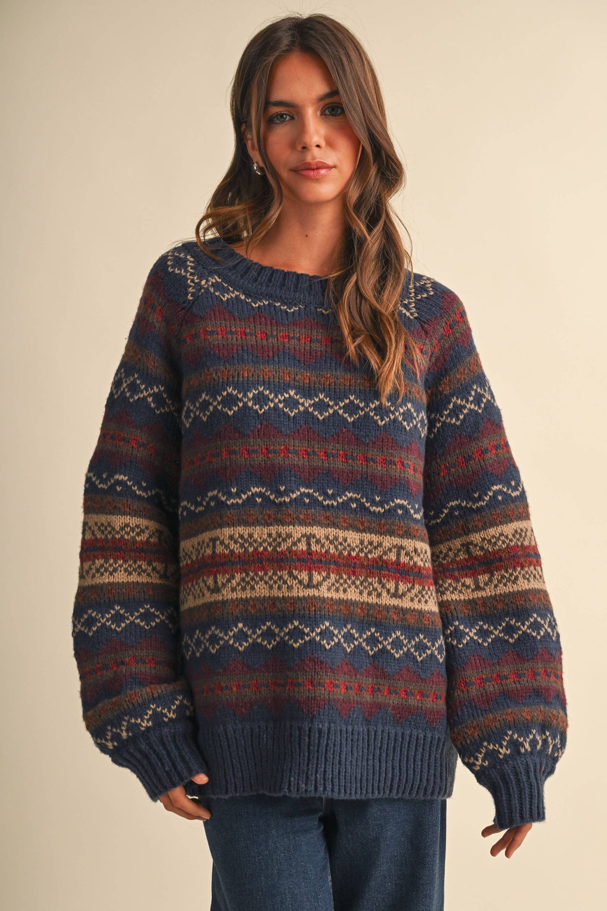 IT4703 LONG SLEEVED FAIR ISLE SWEATER