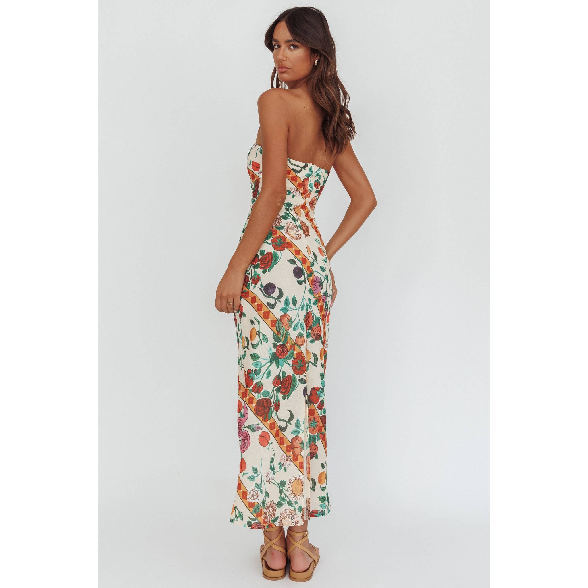 Floral Grove Strapless Maxi