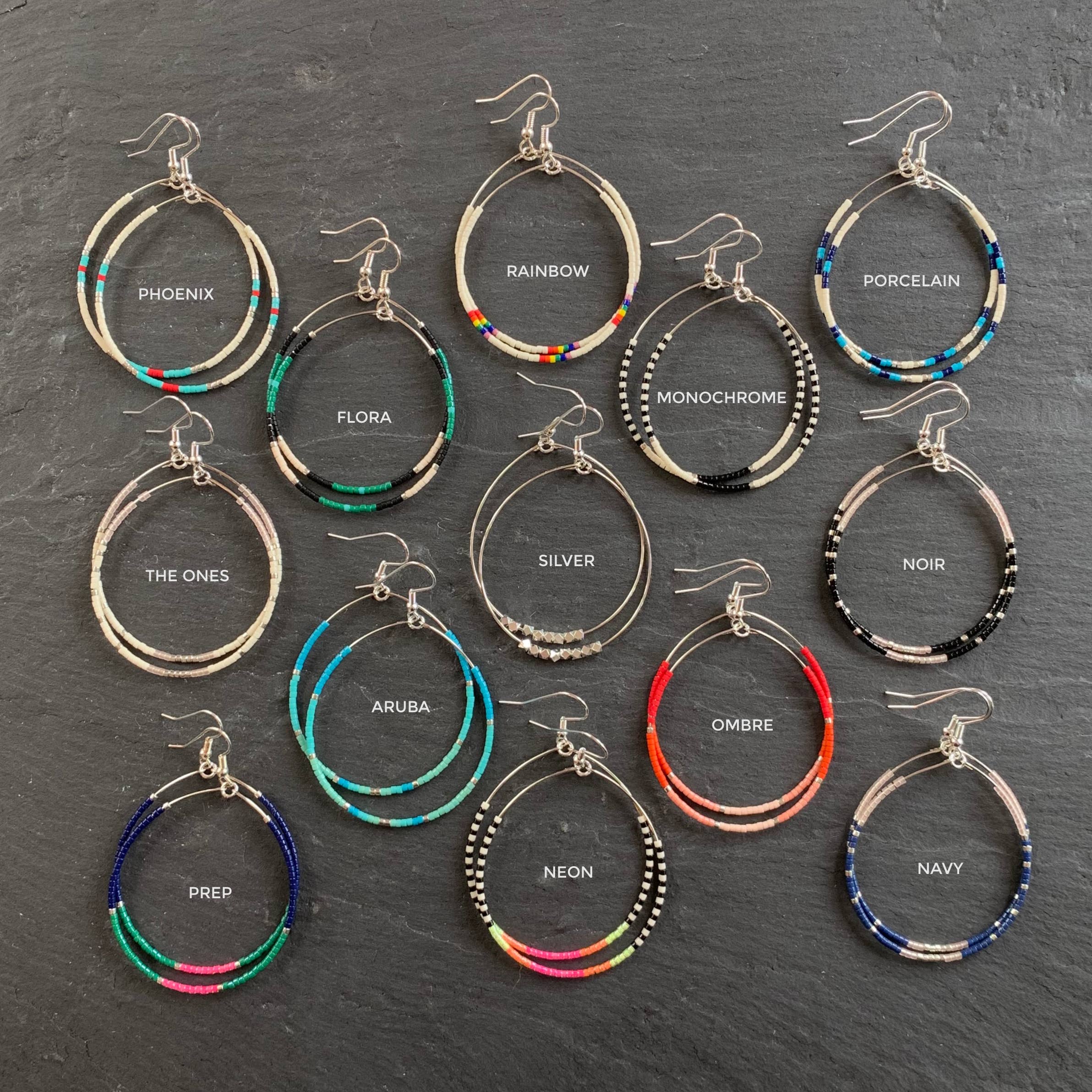 Silver Beaded Hoop Earrings