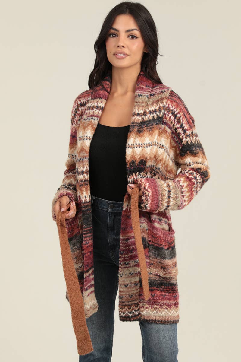 XHS94-ASIS COZY KNIT CARDIGAN SWEATER WITH TIE WAIST AND POC