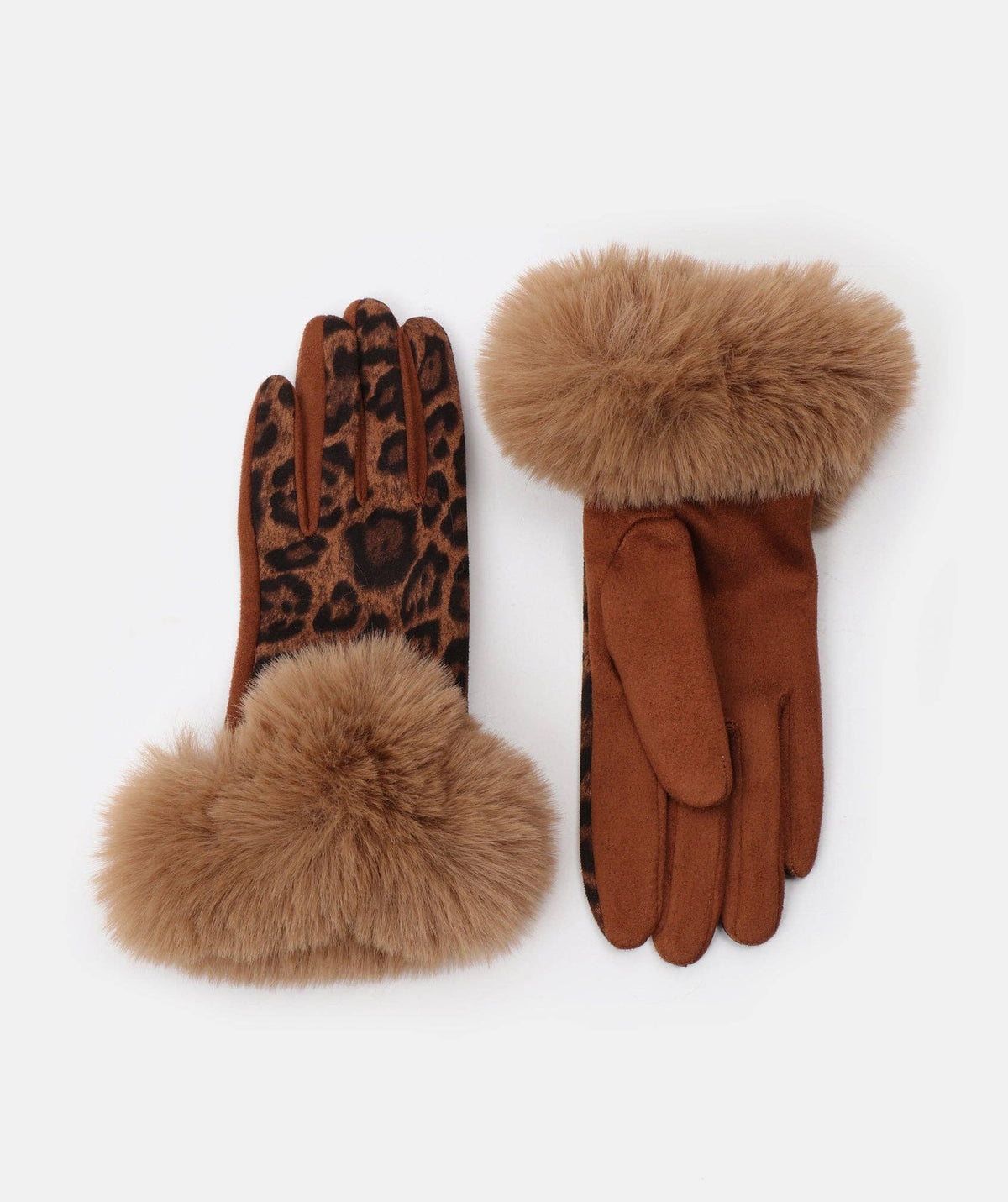 Leo - Leopard Print Faux Suede Gloves