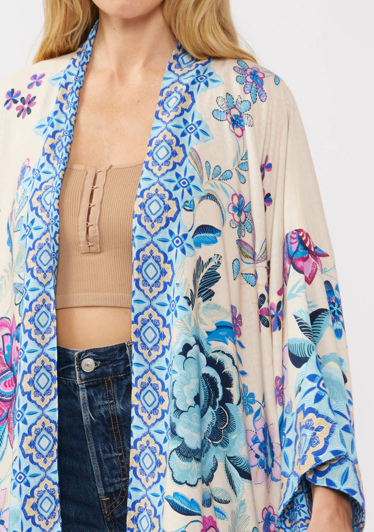 Floral Print Reversible Kimono