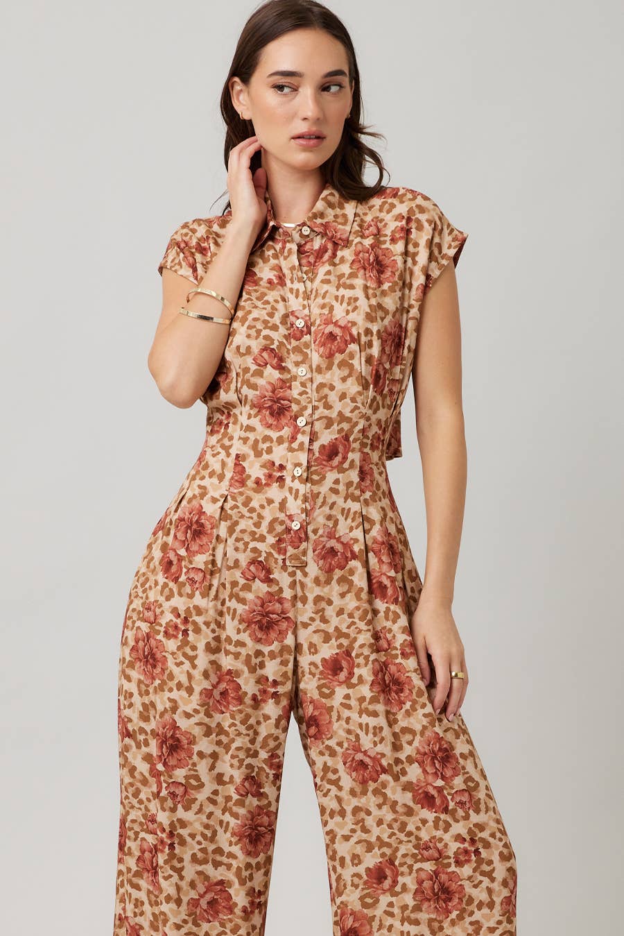 Printed Cut Out Back Jumpsuit