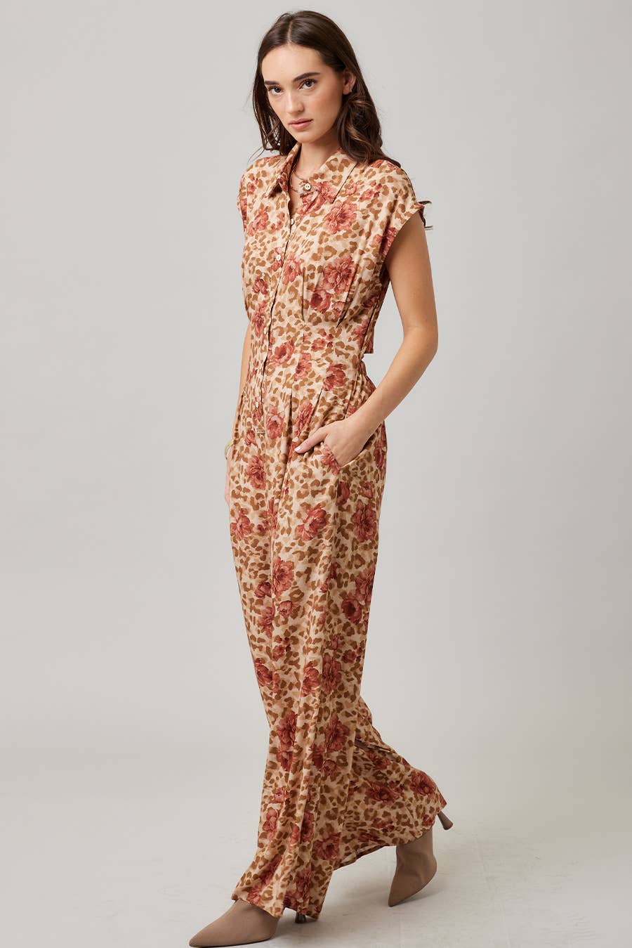 Printed Cut Out Back Jumpsuit