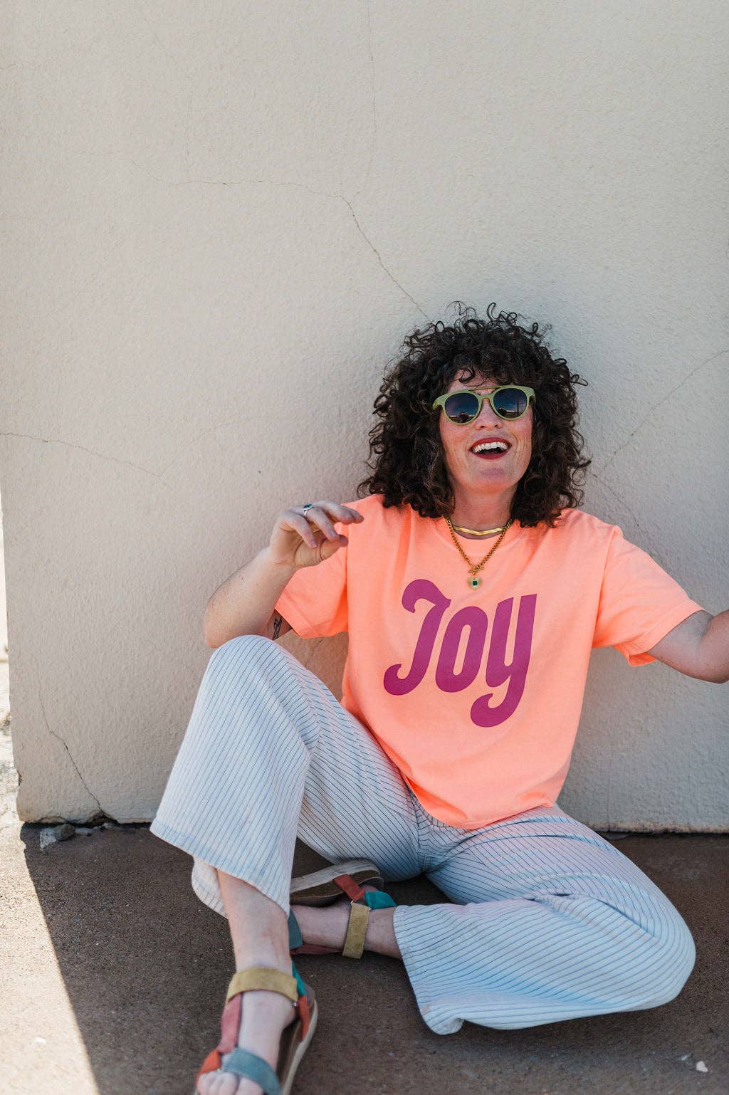 Joy | neon cantelope comfort colors boxy cropped tee
