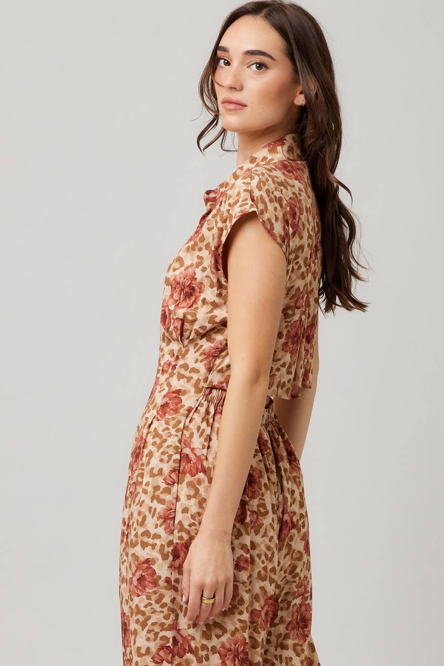 Printed Cut Out Back Jumpsuit