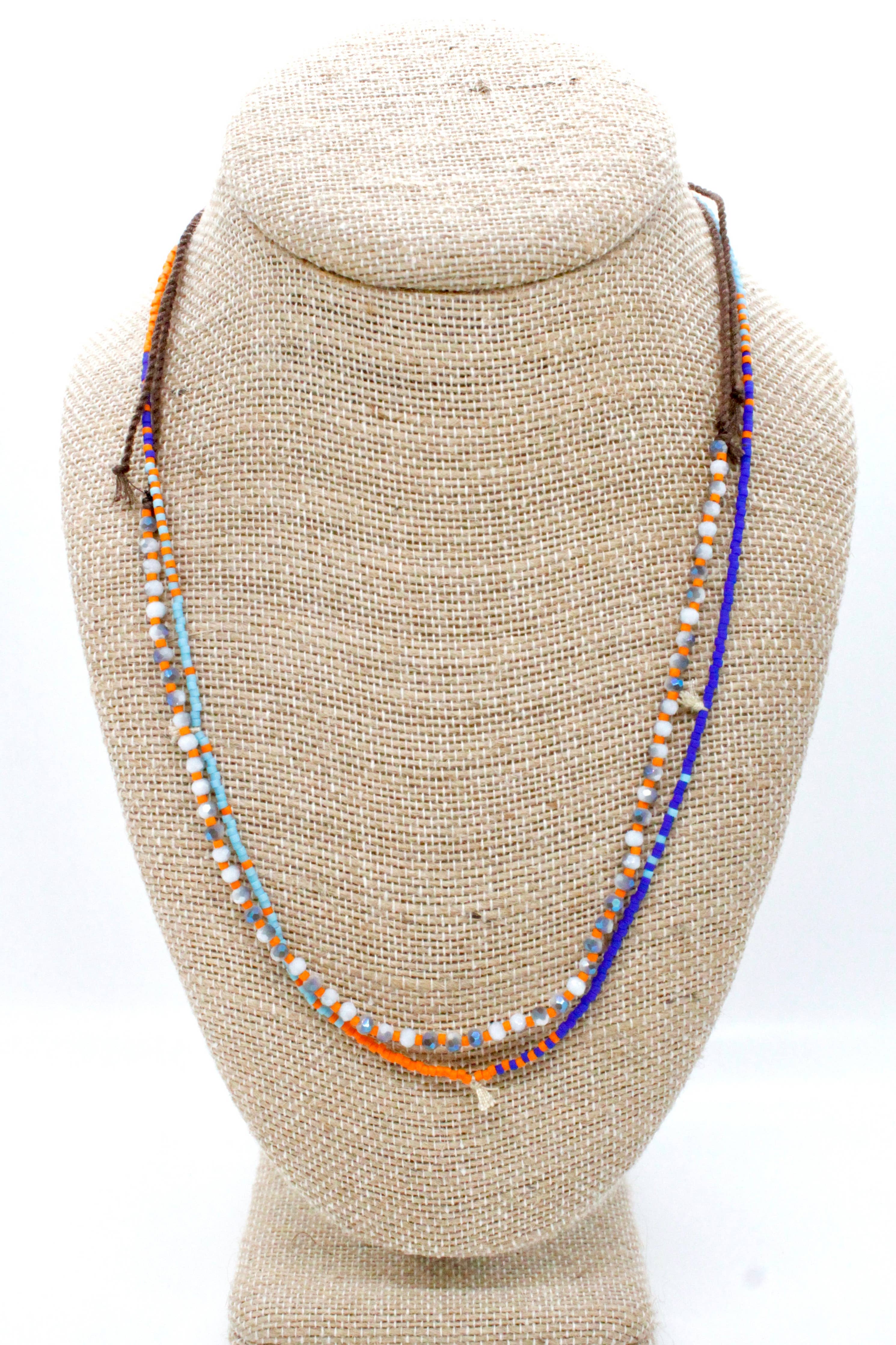 Double Strand Colorful Thread and Seed Bead Necklace - Seeds Collection- N8-006