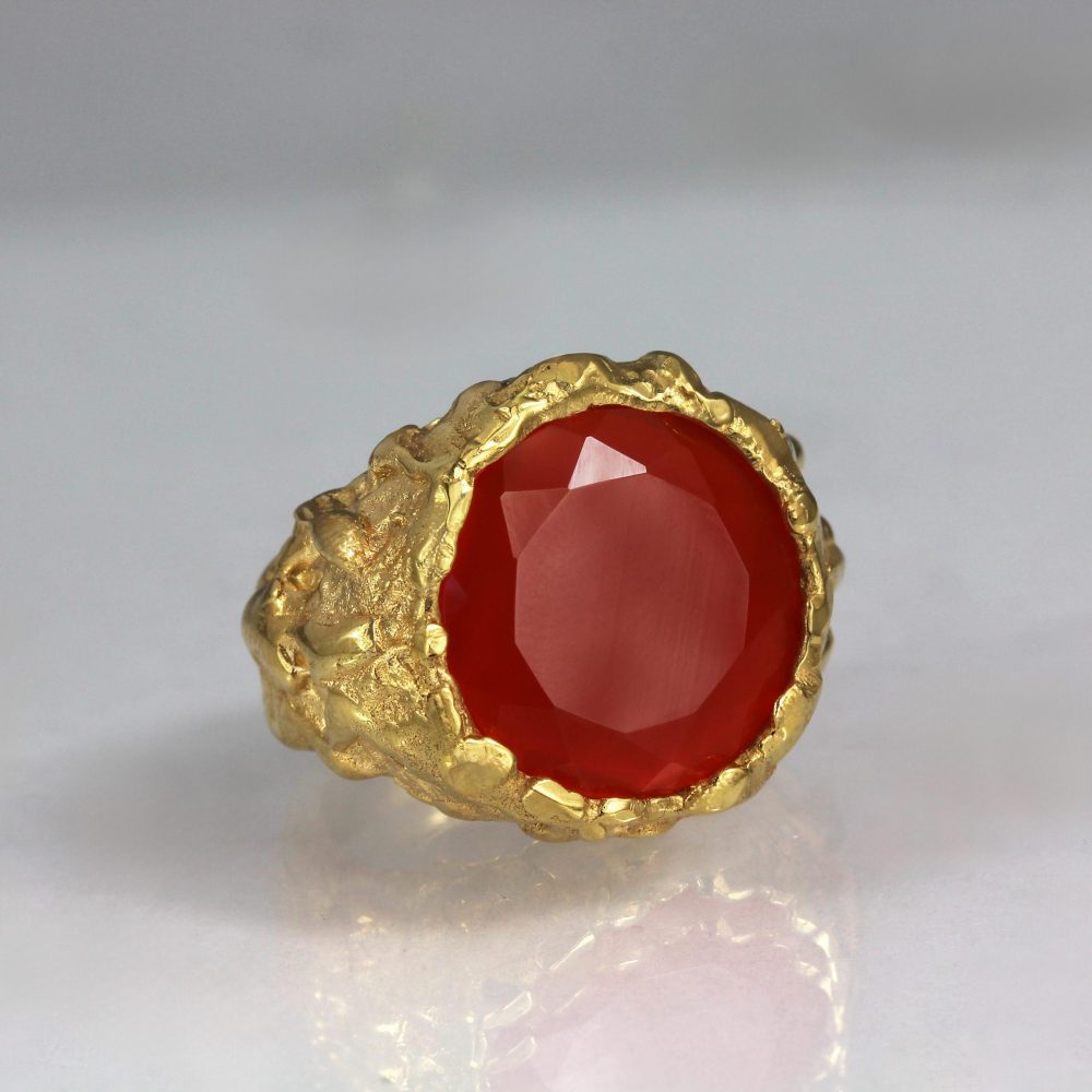 Melting Carnelian Bronze Ring Handmade by Break-a-Stone