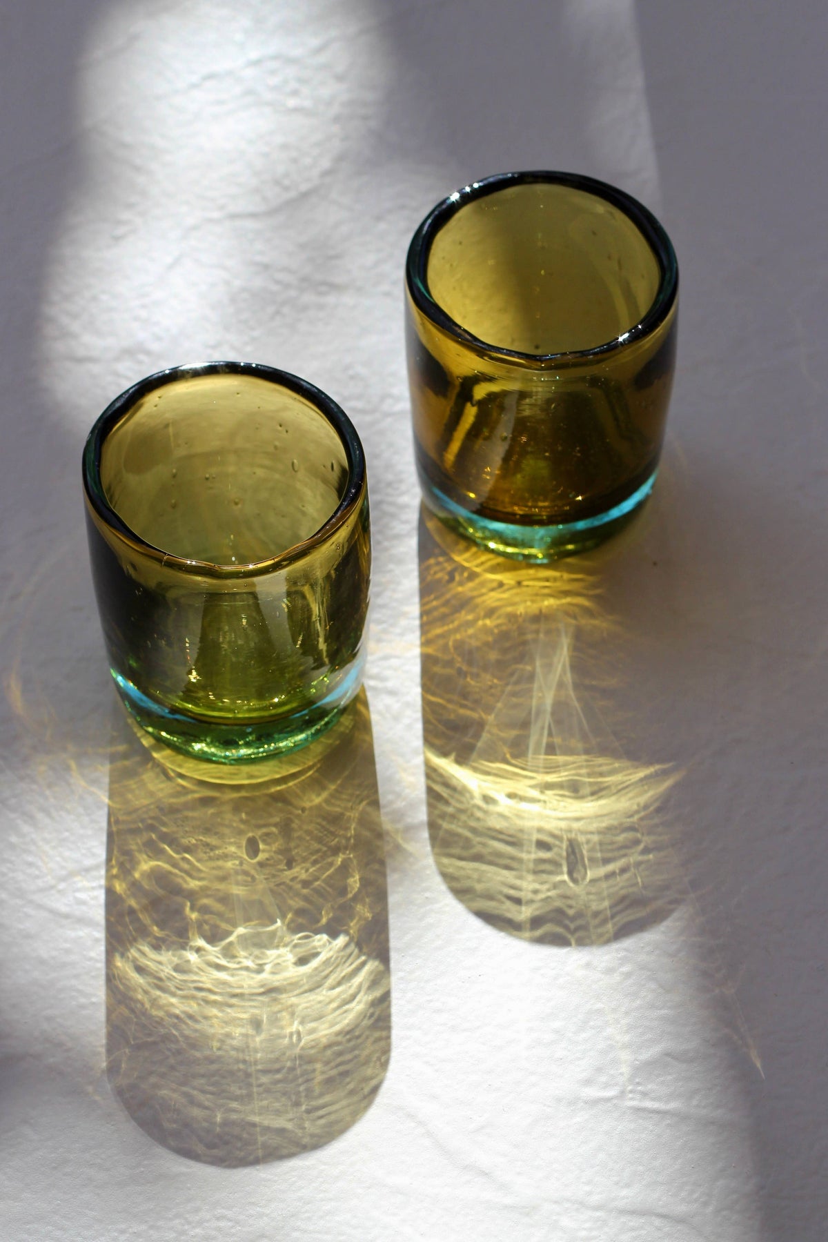Mini Tumbler in Aqua/Amber - Handblown, Recyled Glass