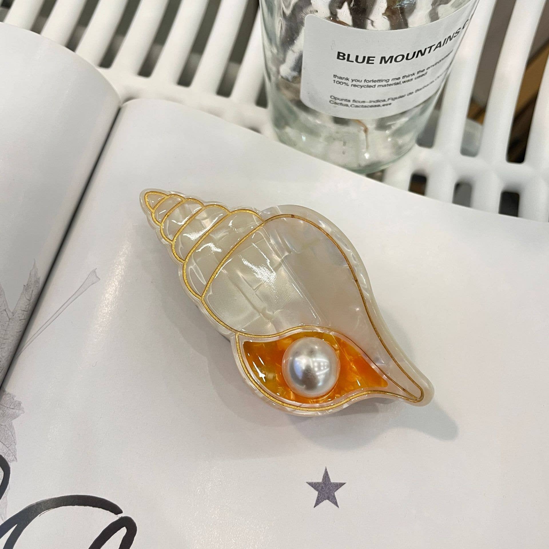 Ocean Inspired Pearl Seashell Acetate Hair Claw