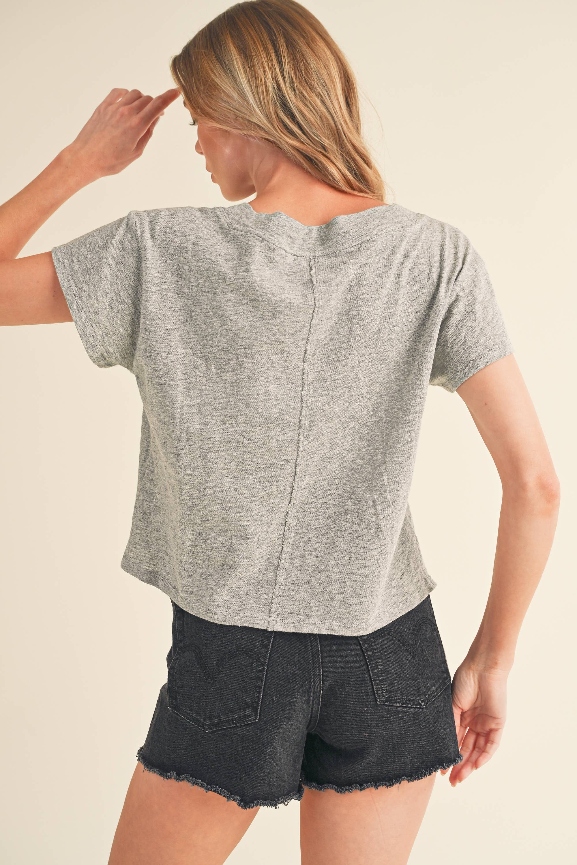 8281DK Til V-Neck Baby Top: Oat / Contemporary / M