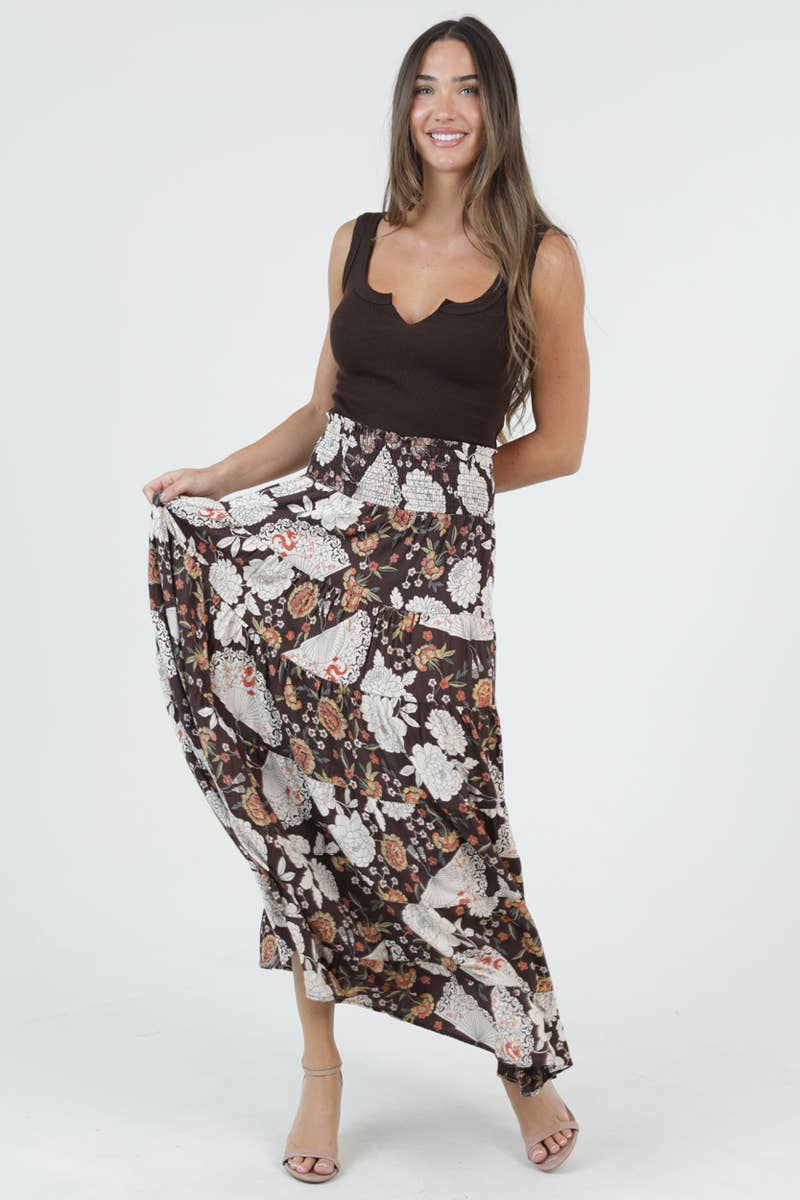 26P57-A969 TIERED SKIRT WITH SMOCKED WAISTBAND