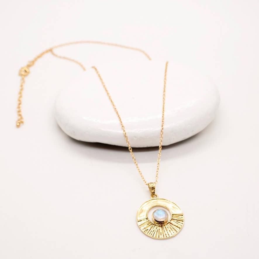 Brass Moonstone Sunray Necklace