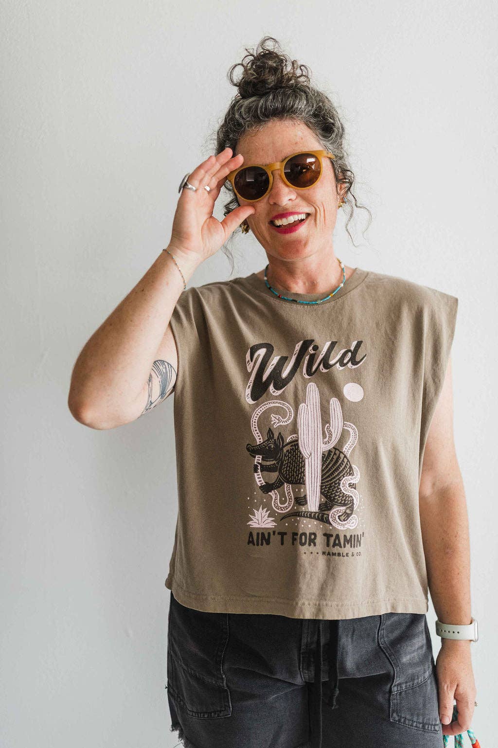 Wild ain't for tamin' desert | faded brown boxy muscle tee