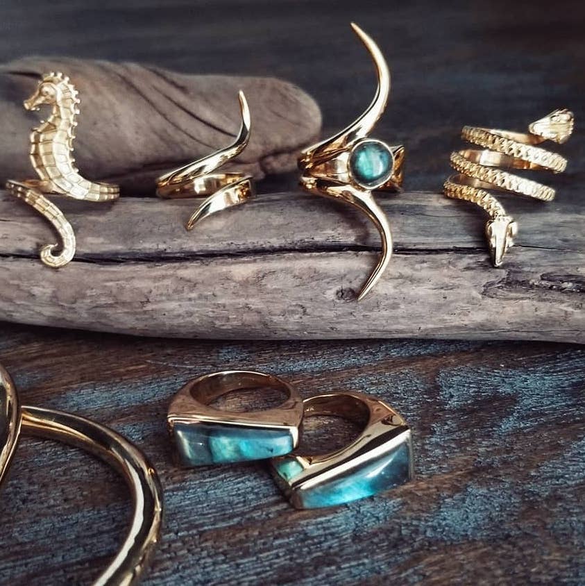 Brass snake serpent animal spiral ring