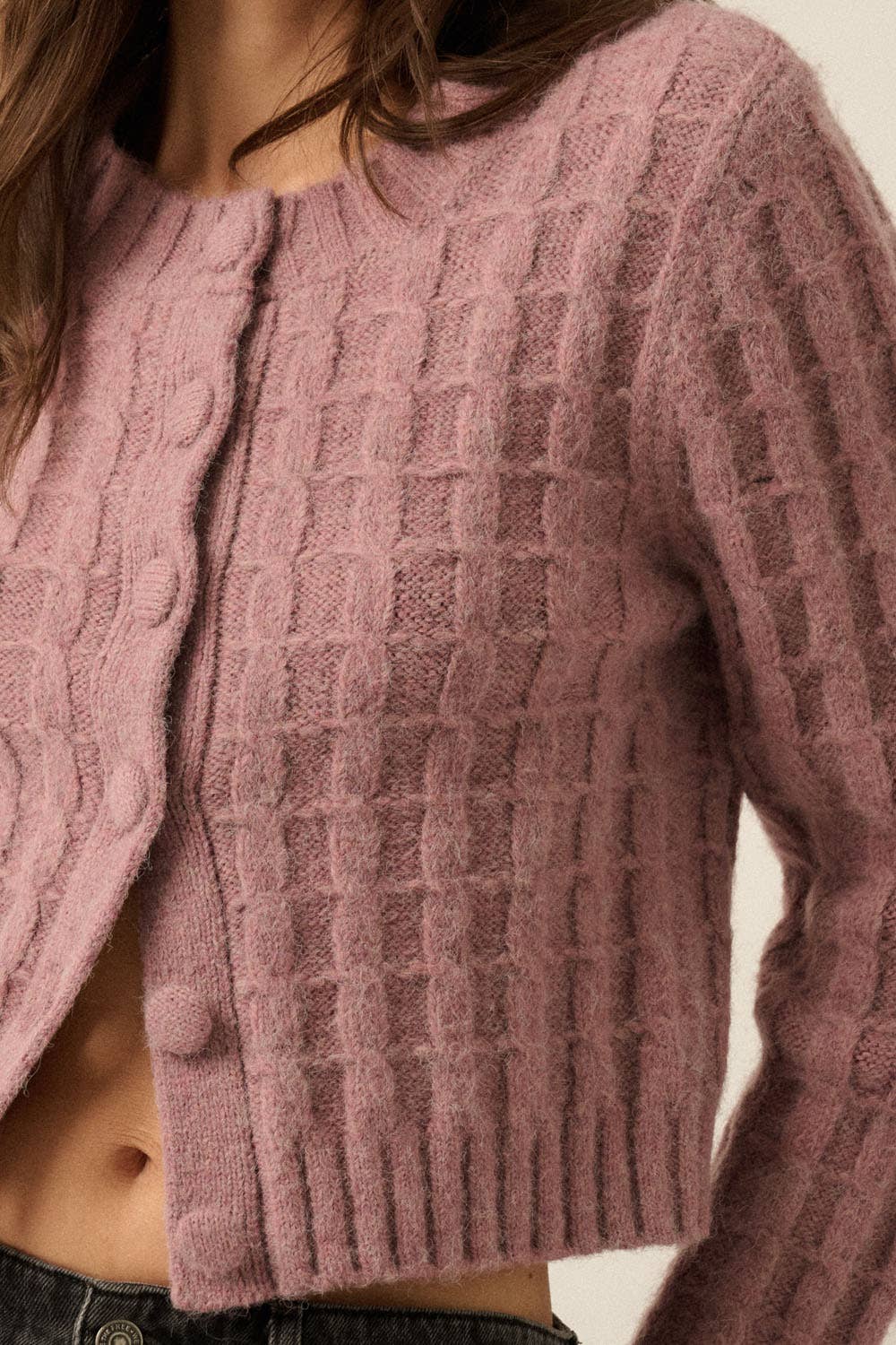 Cable Knit Button-Up Cardigan Sweater