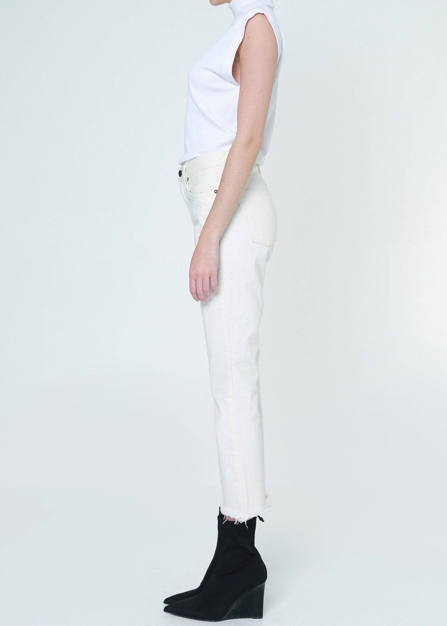 Farrah Mid Rise Kick Flare Jean - Bone