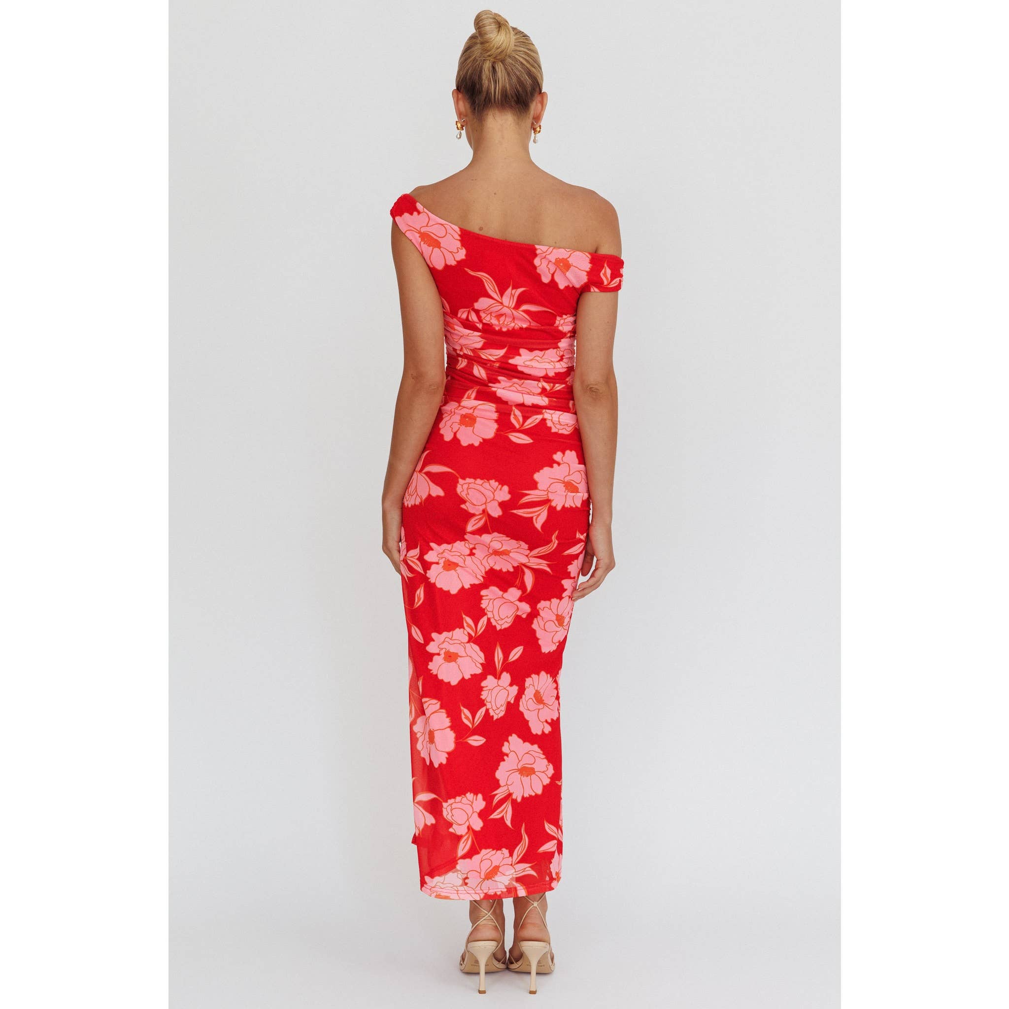 OFF SHOULDER FLORAL MAXI DRESS / BR0007B05