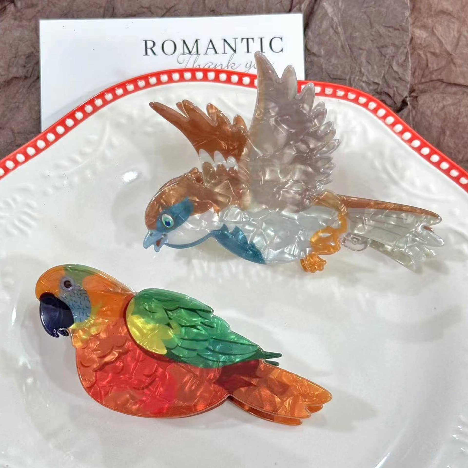 Sparrow Parrot Hair Clip, Acrylic Bird Claw Clip