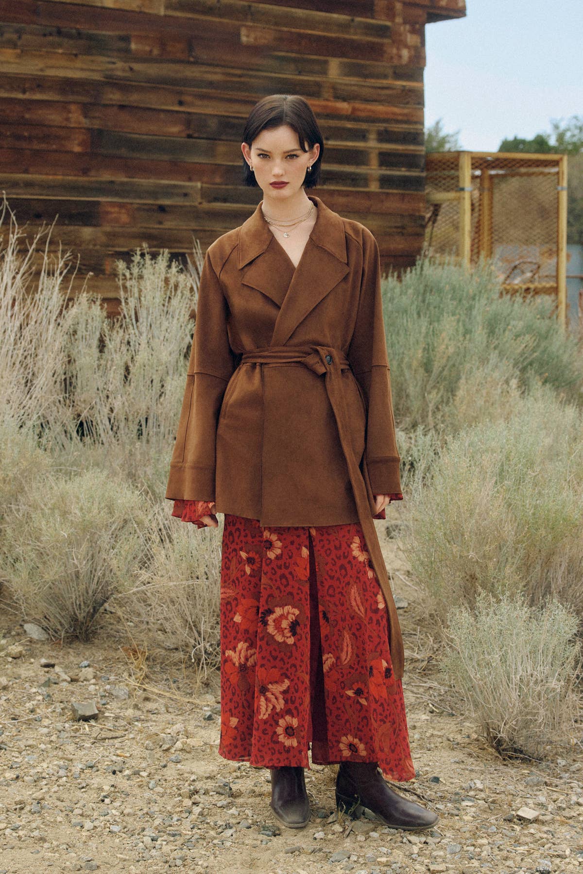 Harvest Mirage Ruffled Bell Sleeve Maxi Dress