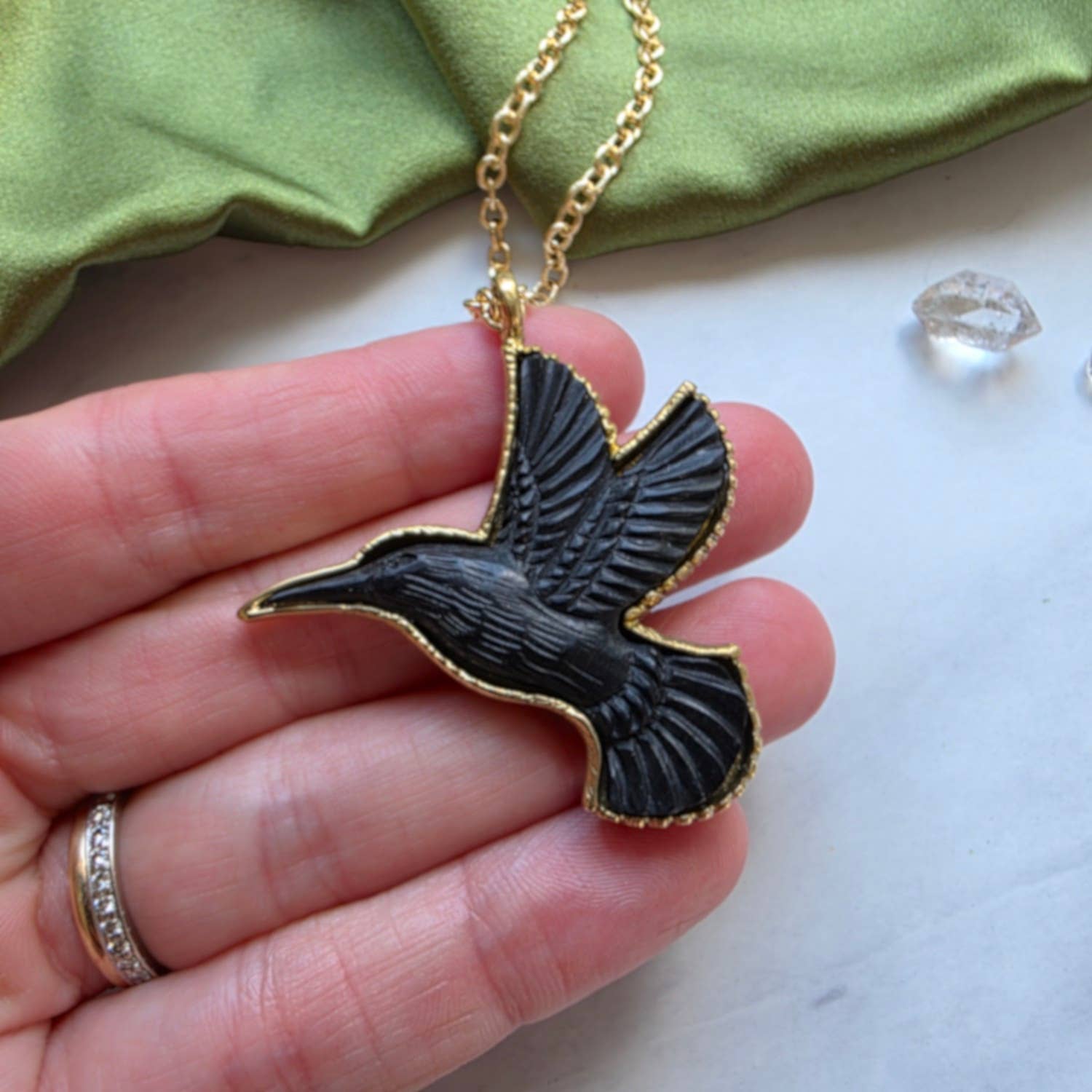 Hummingbird Spirit Animal Necklace - Ebony