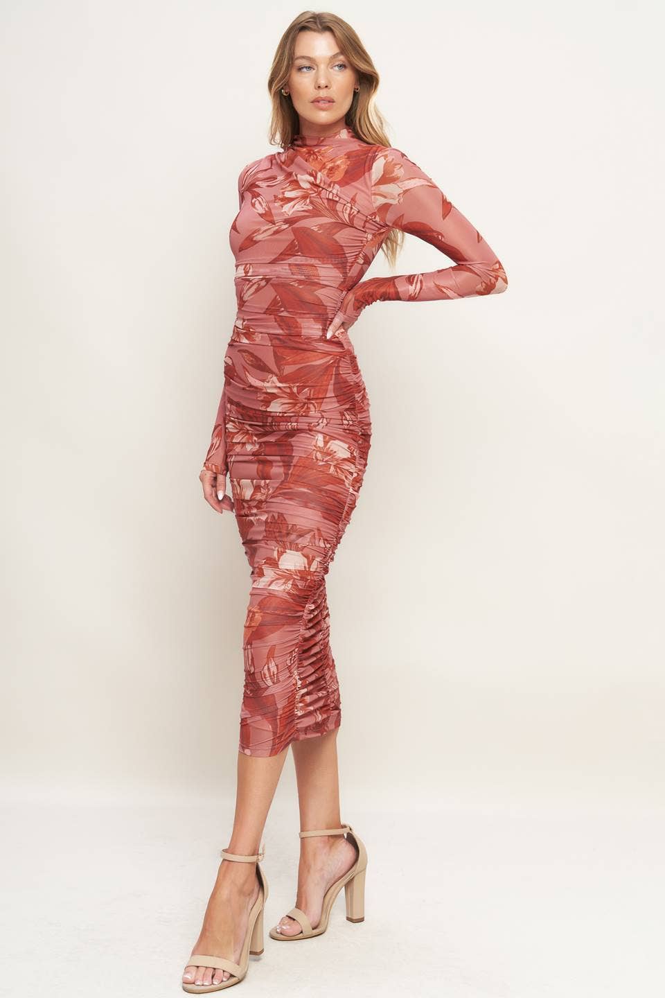 Printed Power Mesh Dress