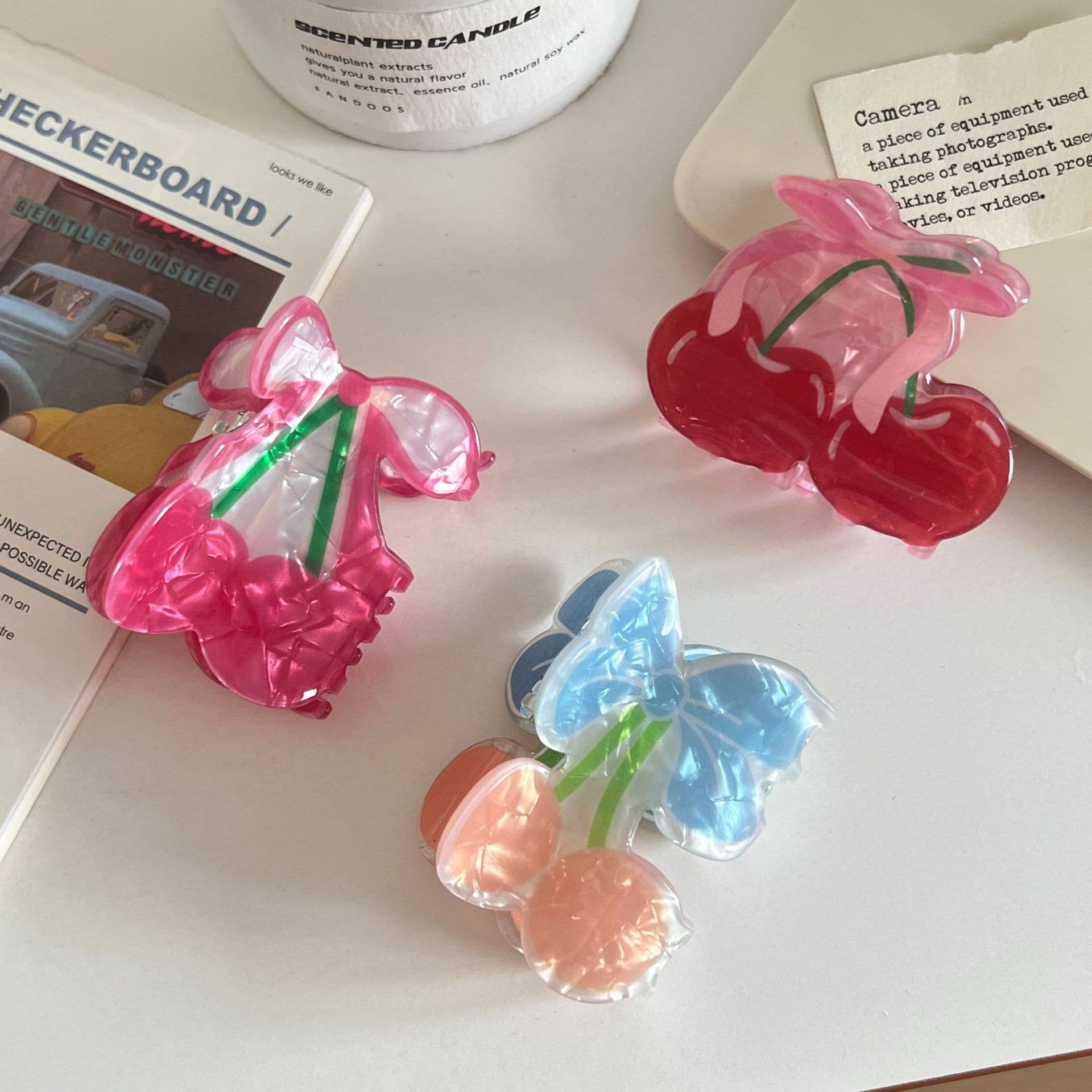 Sweet Bow-Adorned Cherry-Shape Hair Claw Clip