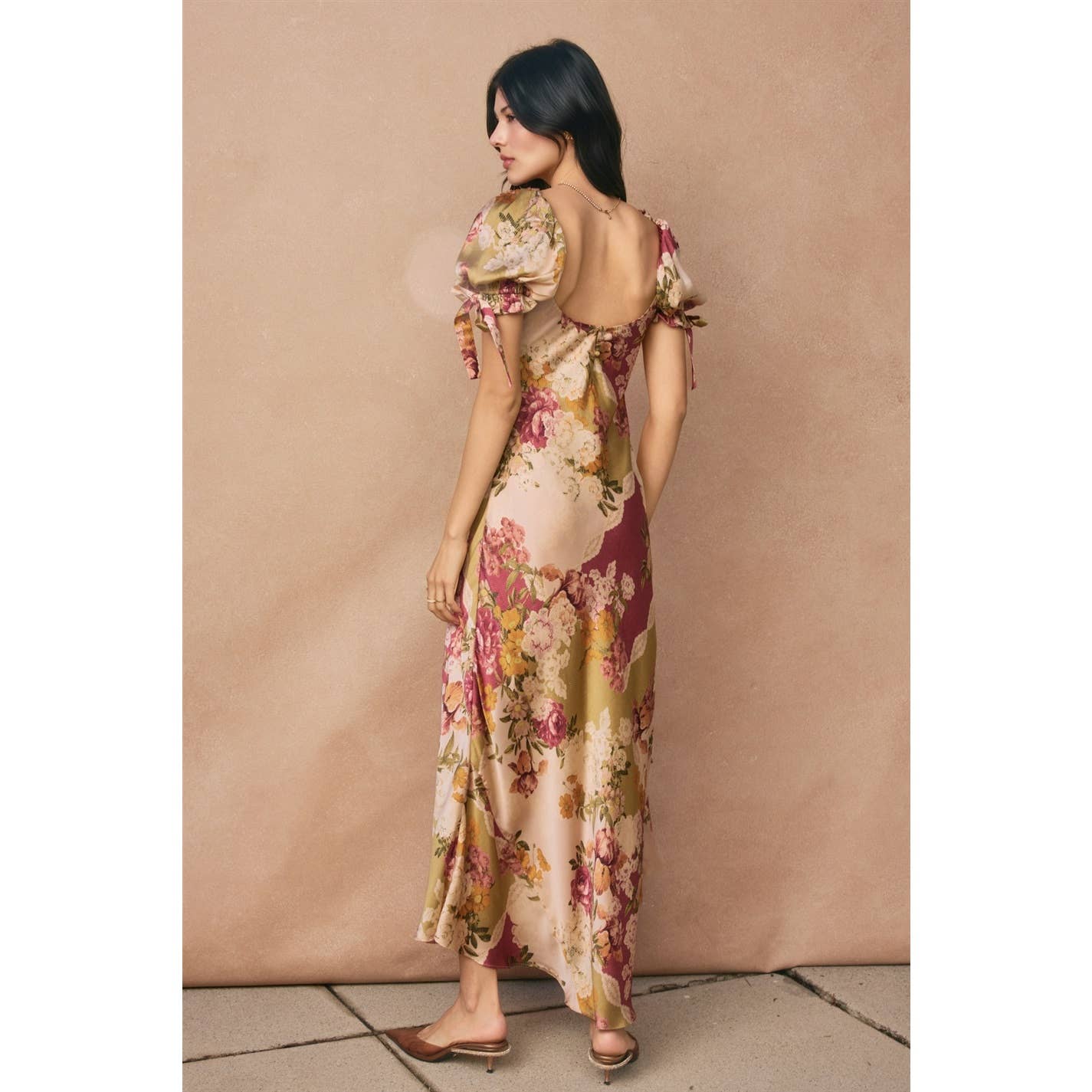 Meadow Romance Bow Tie Puff Sleeve Dress