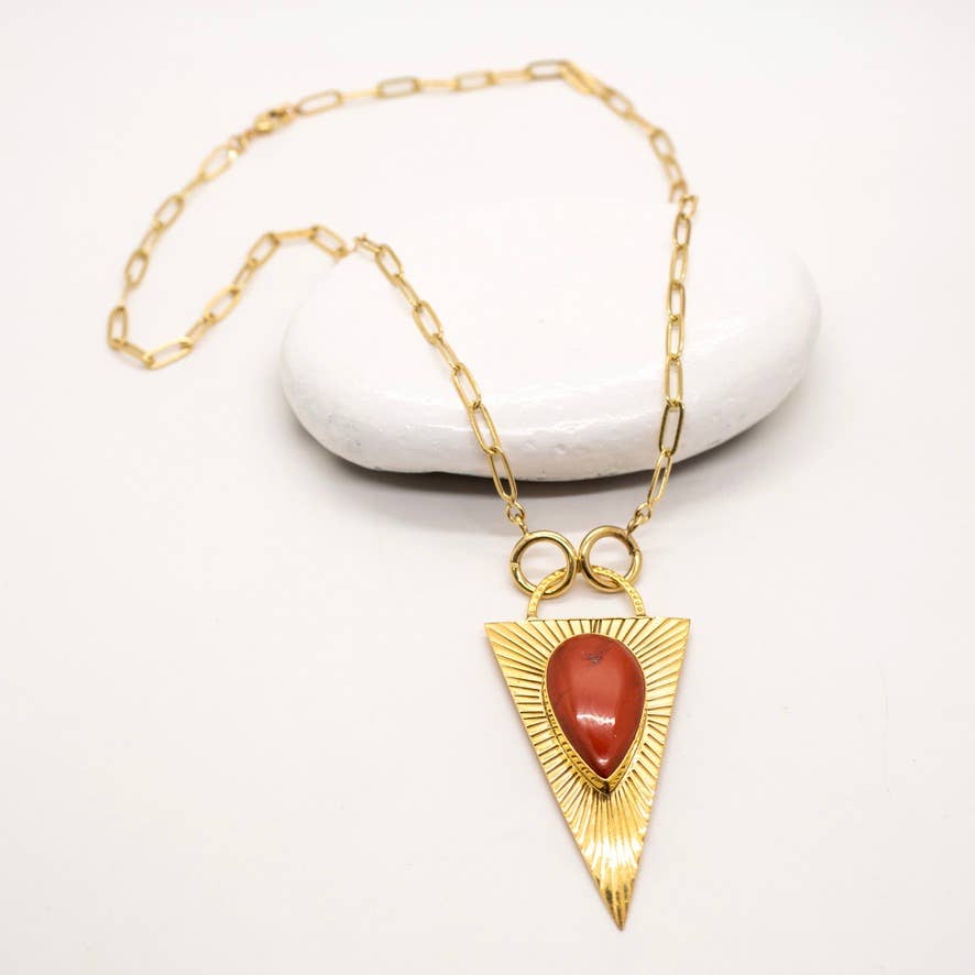 Brass Jasper Medallion Necklace