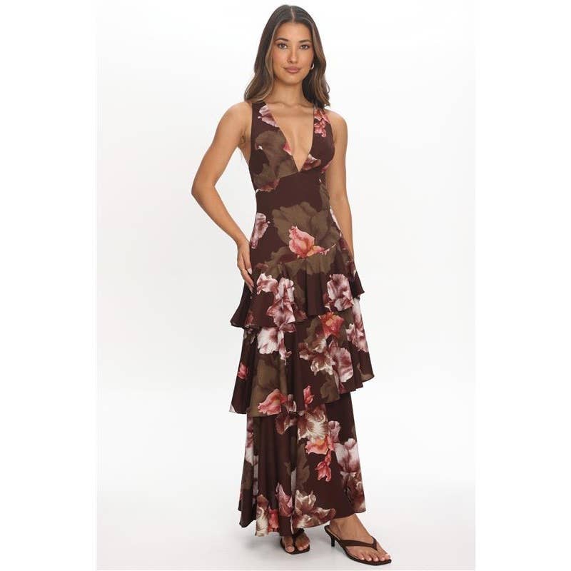 Romantic Floral Tiered Maxi Dress
