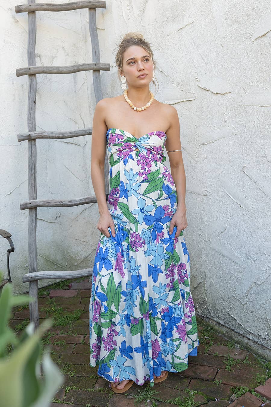 Printed Tube Knot Maxi Dress