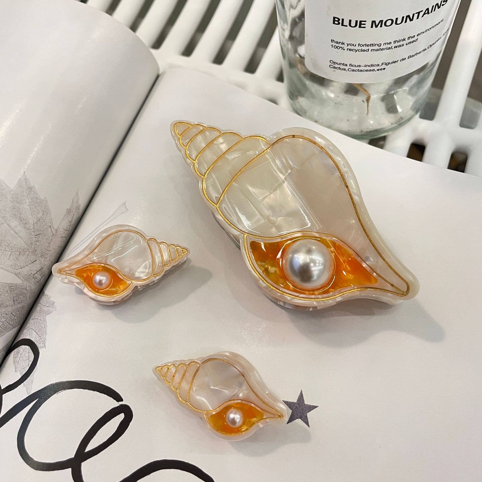 Ocean Inspired Pearl Seashell Acetate Hair Claw