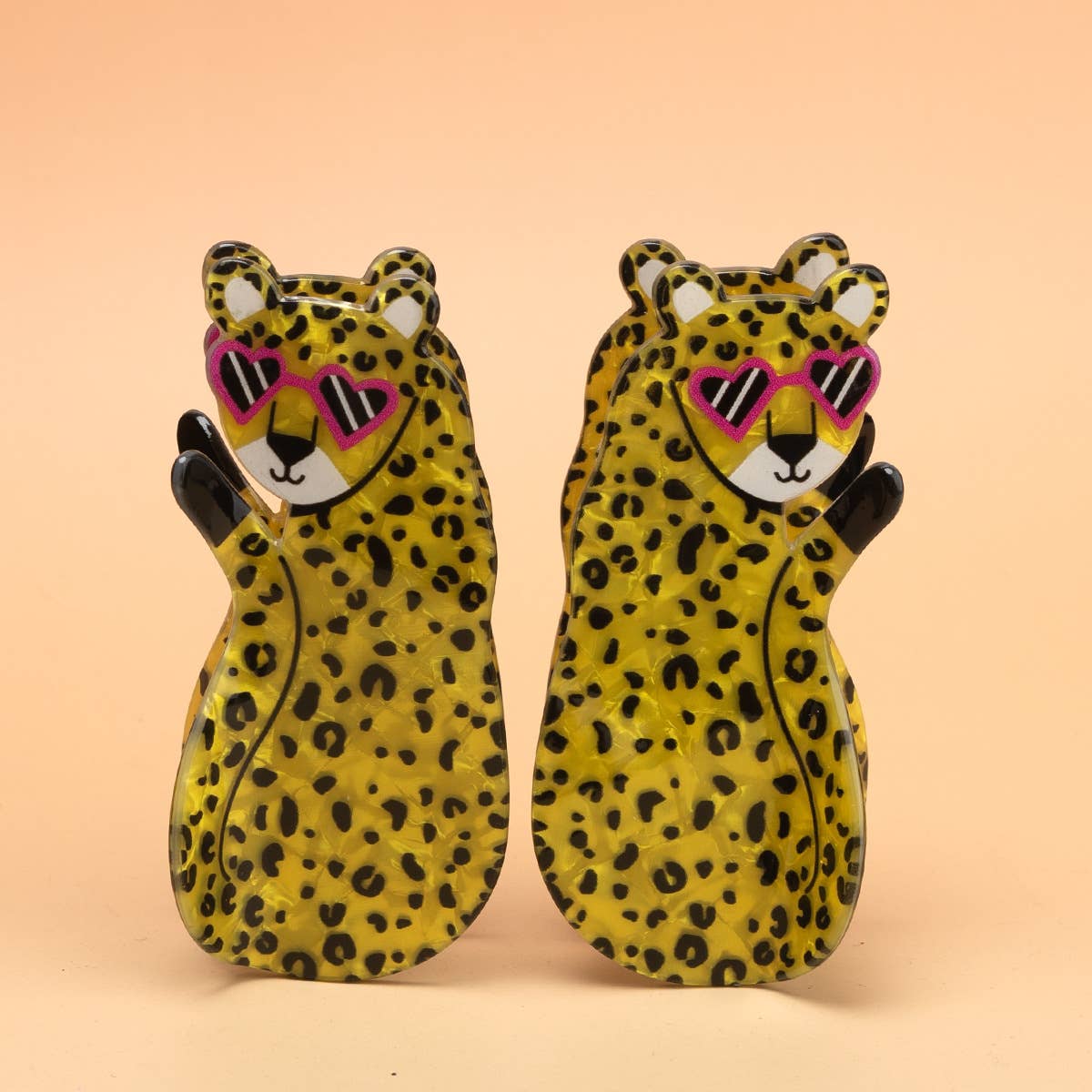 Cool Heart Sunglasses Cheetah Leopard Hair Claw