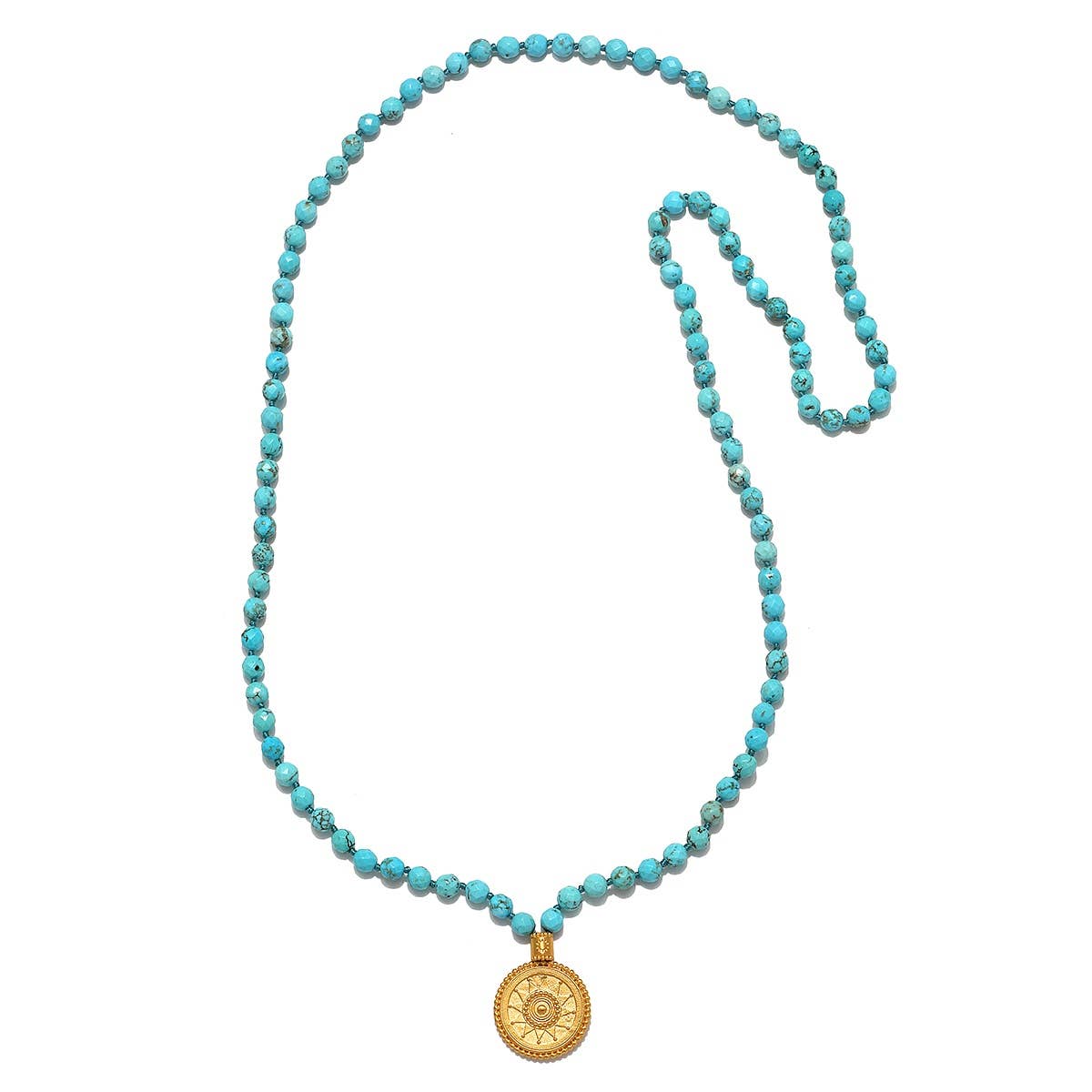 Sunburst Medallion Mala with Turquoise