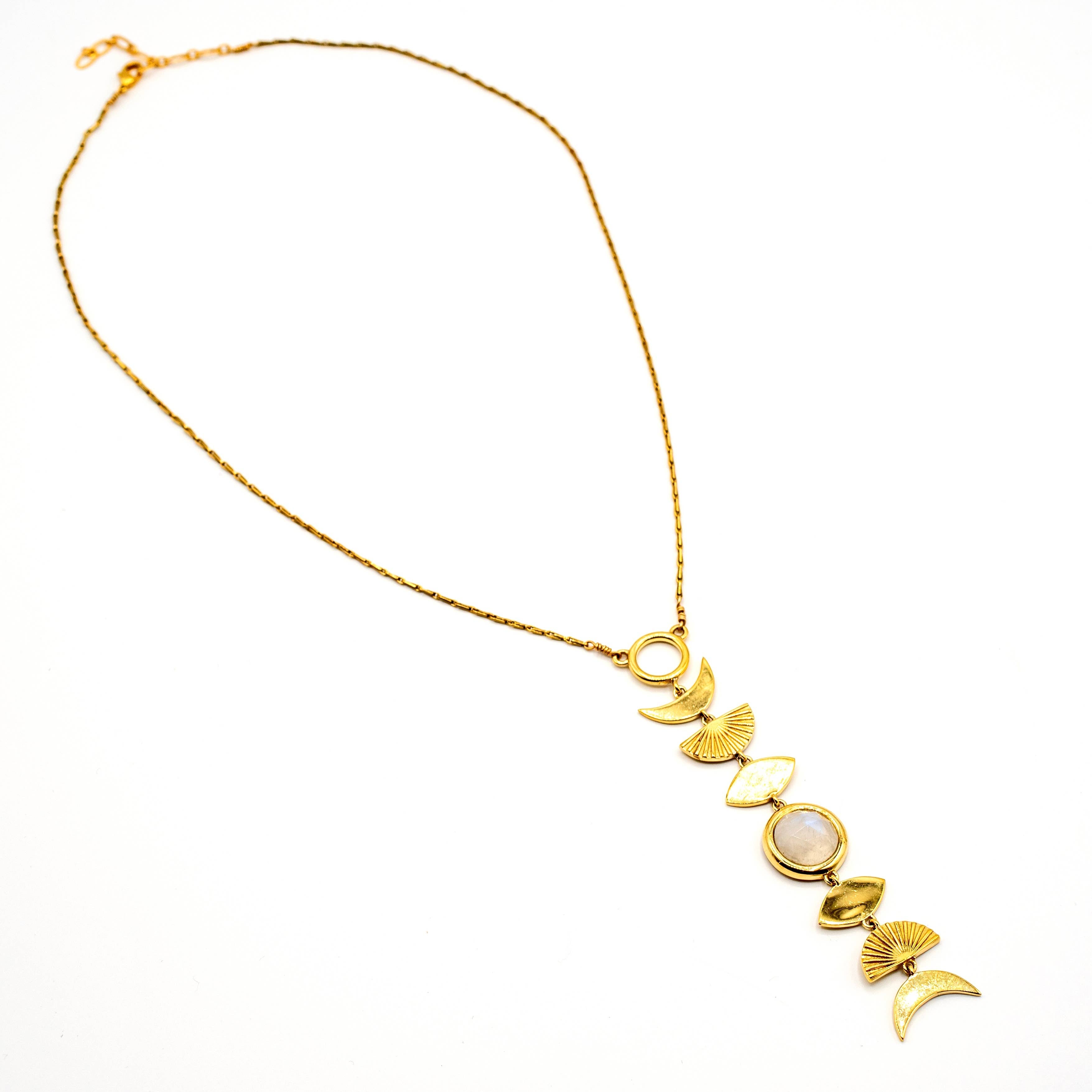 Brass Moonstone Phase Necklace