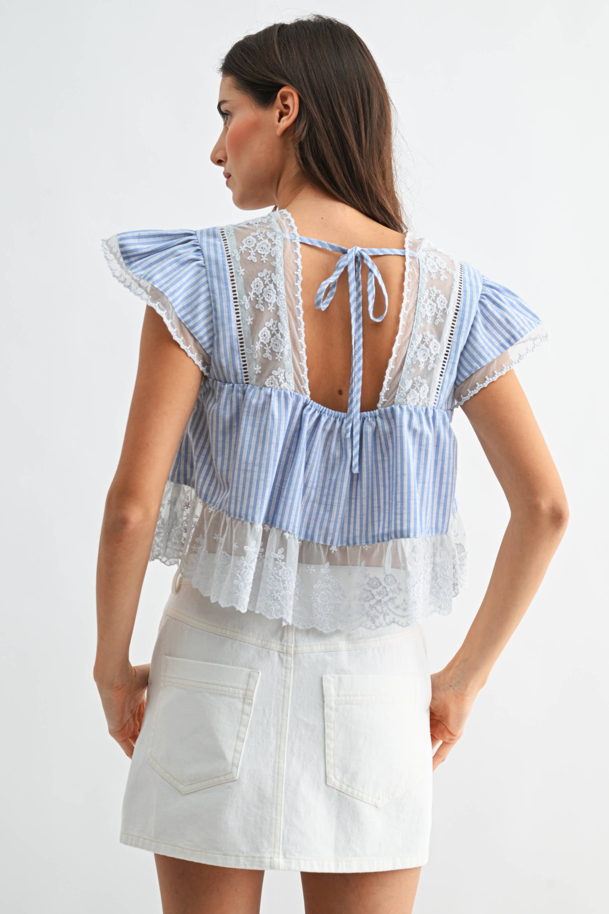 CST10128J LACE-TRIMMED BLOUSE