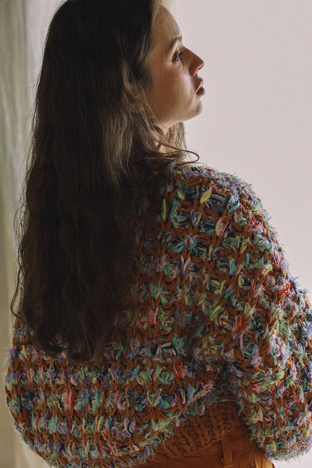 HAND KNIT MULTICOLOR  SWEATER CARDIGAN