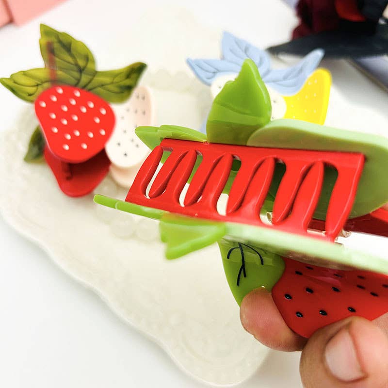 Fun Double Strawberry Hair Clip, Acetate Fruit Claw Clips