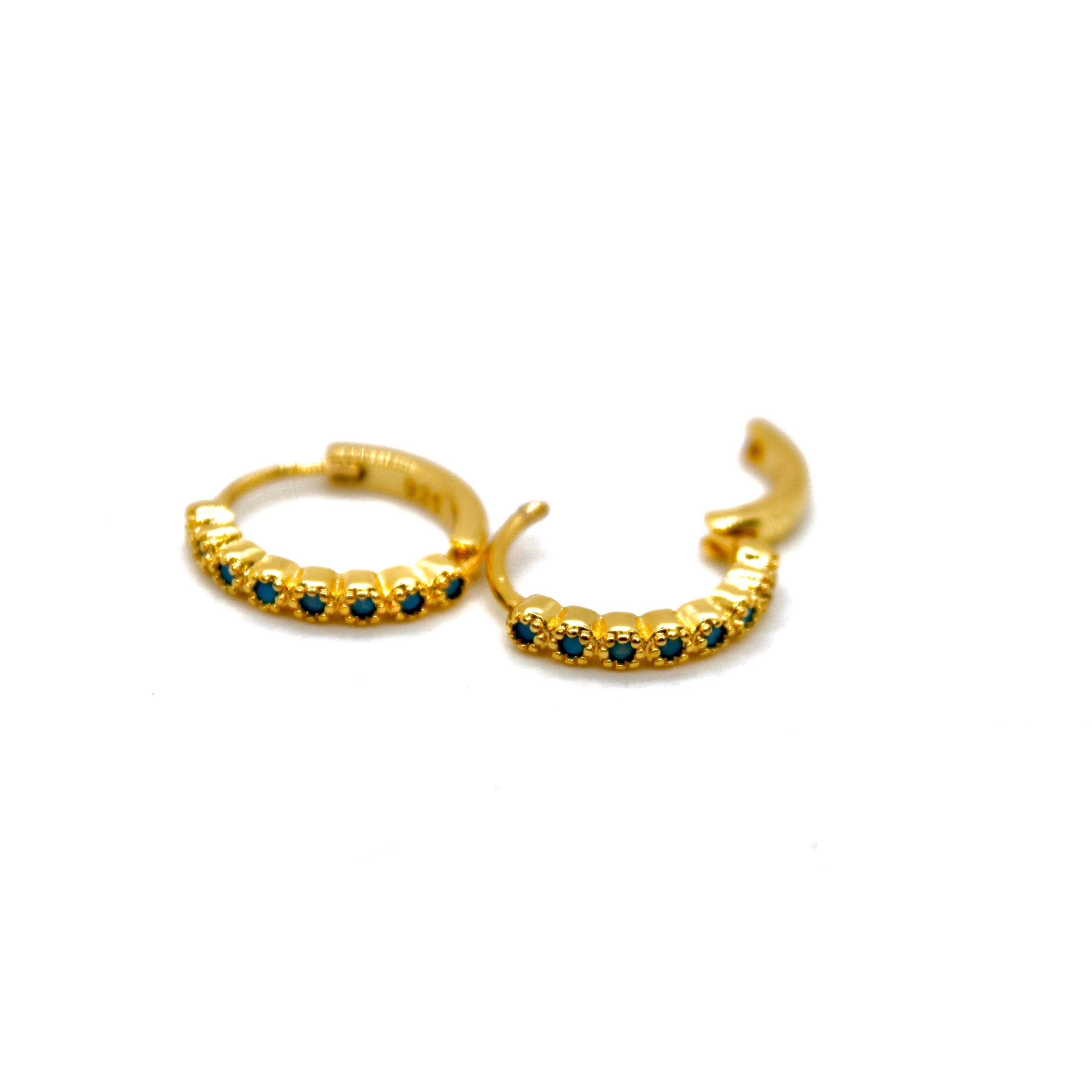 Mini Turquoise Huggie Earrings - E4-407