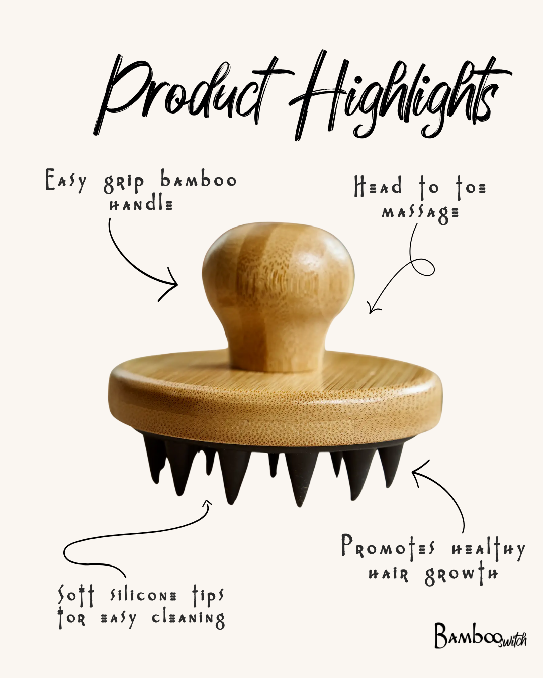 Bamboo and Silicone Scalp & Body Massager | Earth Day Best
