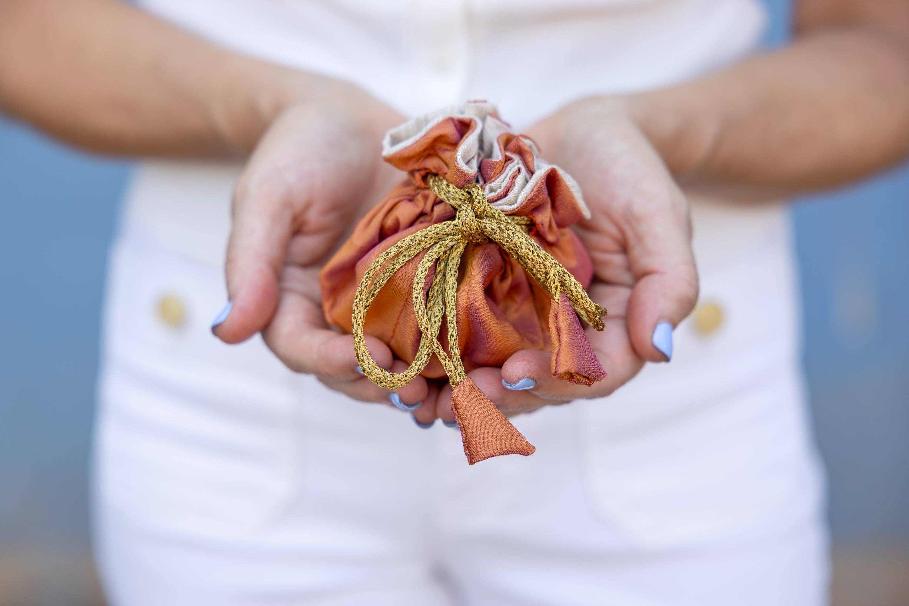 Peach/Linen Travel Jewelry Bag-Small